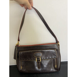 Vintage Dooney & Bourke dark brown leather womens pocketbook purse FS Charity